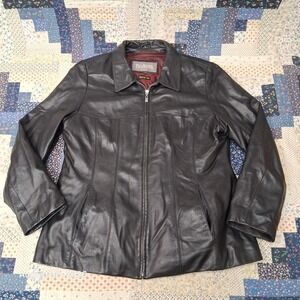 Wilsons Leather Womens Large Black Leather Jacket Removable Thinsulate Liner